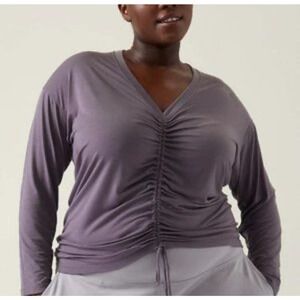Bundle NWT‎ 2 Athleta Crossover Ruched Tops White Purple